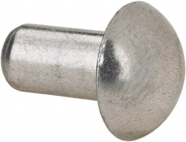 RivetKing - 3/16" Body Diam, Round Uncoated Aluminum Solid Rivet - 3/8" Length Under Head, Grade 1100F - All Tool & Supply