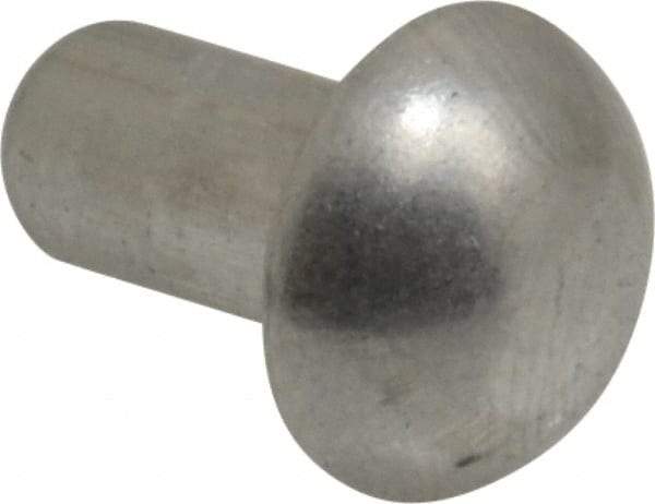 RivetKing - 1/4" Body Diam, Round Uncoated Aluminum Solid Rivet - 1/2" Length Under Head, Grade 1100F - All Tool & Supply