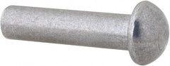 RivetKing - 1/4" Body Diam, Round Uncoated Aluminum Solid Rivet - 1" Length Under Head, Grade 1100F - All Tool & Supply