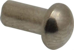 RivetKing - 1/8" Body Diam, Round Uncoated Stainless Steel Solid Rivet - 1/4" Length Under Head, Grade 18-8 - All Tool & Supply