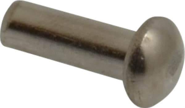 RivetKing - 1/8" Body Diam, Round Uncoated Stainless Steel Solid Rivet - 3/8" Length Under Head, Grade 18-8 - All Tool & Supply