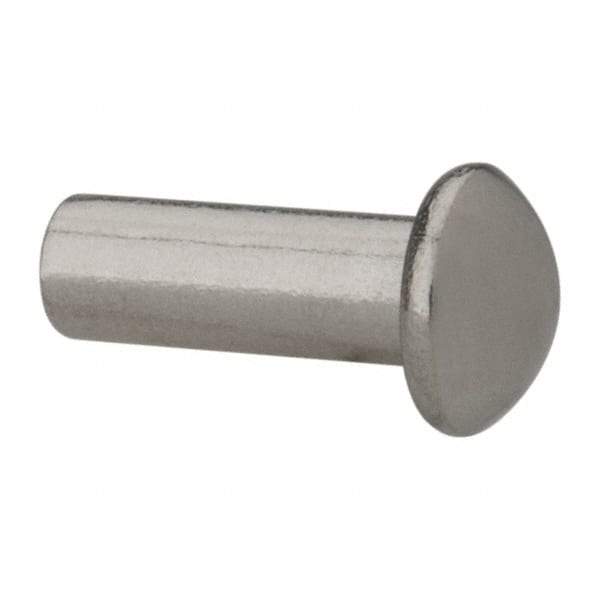 RivetKing - 3/16" Body Diam, Round Uncoated Stainless Steel Solid Rivet - 1/2" Length Under Head, Grade 18-8 - All Tool & Supply