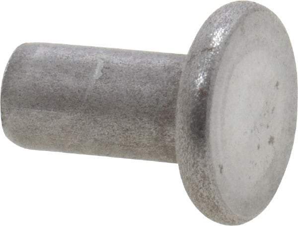 RivetKing - 1/8" Body Diam, Flat Uncoated Steel Solid Rivet - 1/4" Length Under Head - All Tool & Supply