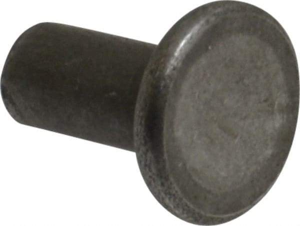 RivetKing - 3/16" Body Diam, Flat Uncoated Steel Solid Rivet - 3/8" Length Under Head - All Tool & Supply