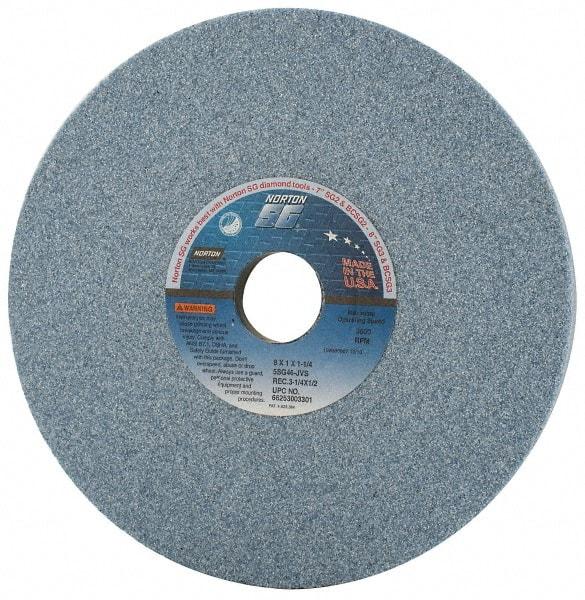 Norton - 8" Diam x 1-1/4" Hole x 1" Thick, J Hardness, 46 Grit Surface Grinding Wheel - Ceramic, Type 5, Coarse Grade, 3,600 Max RPM, Vitrified Bond, One-Side Recess - All Tool & Supply