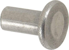 RivetKing - 1/4" Body Diam, Flat Uncoated Steel Solid Rivet - 1/2" Length Under Head - All Tool & Supply