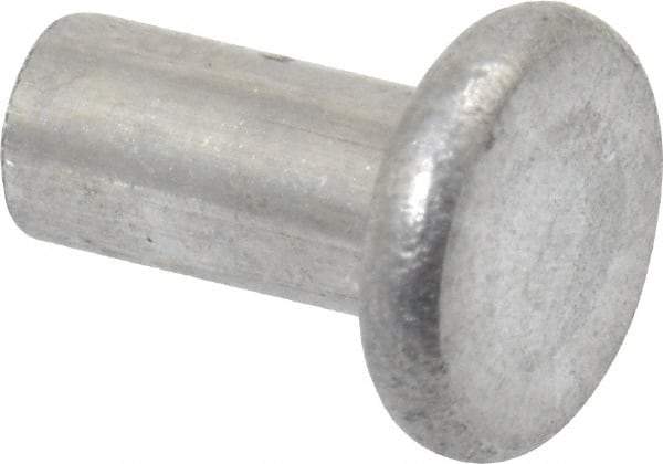 RivetKing - 1/8" Body Diam, Flat Aluminum Solid Rivet - 1/4" Length Under Head, Grade 1100F - All Tool & Supply