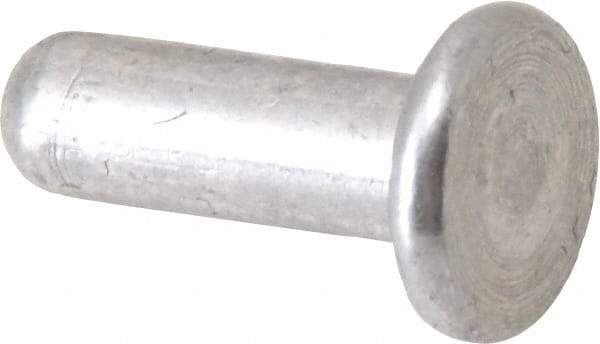 RivetKing - 1/8" Body Diam, Flat Uncoated Aluminum Solid Rivet - 3/8" Length Under Head, Grade 1100F - All Tool & Supply