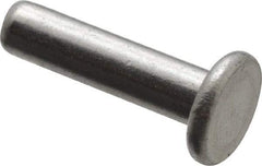 RivetKing - 1/8" Body Diam, Flat Uncoated Aluminum Solid Rivet - 1/2" Length Under Head, Grade 1100F - All Tool & Supply