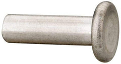 RivetKing - 3/16" Body Diam, Flat Uncoated Aluminum Solid Rivet - 5/8" Length Under Head, Grade 1100F - All Tool & Supply