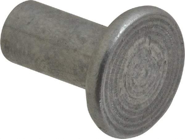 RivetKing - 1/4" Body Diam, Flat Uncoated Aluminum Solid Rivet - 1/2" Length Under Head, Grade 1100F - All Tool & Supply