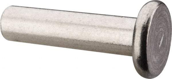 RivetKing - 1/4" Body Diam, Flat Uncoated Aluminum Solid Rivet - 1" Length Under Head, Grade 1100F - All Tool & Supply