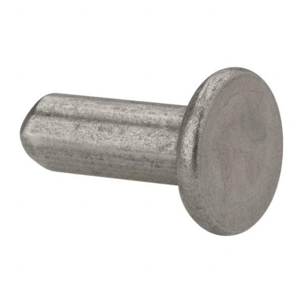 RivetKing - 3/16" Body Diam, Flat Uncoated Stainless Steel Solid Rivet - 1/2" Length Under Head, Grade 18-8 - All Tool & Supply