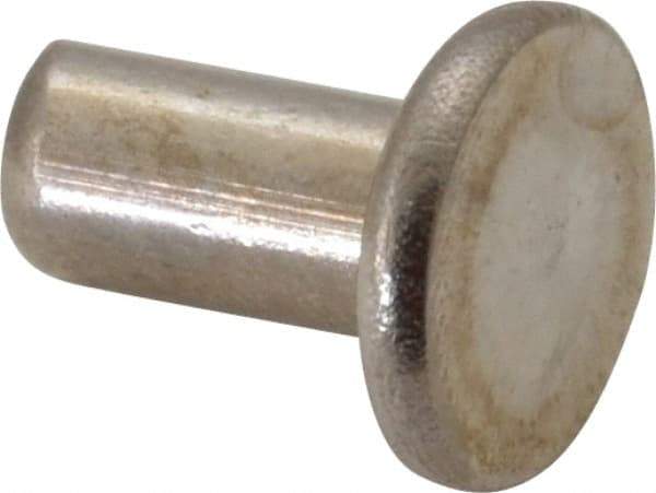 RivetKing - 1/4" Body Diam, Flat Uncoated Stainless Steel Solid Rivet - 1/2" Length Under Head, Grade 18-8 - All Tool & Supply