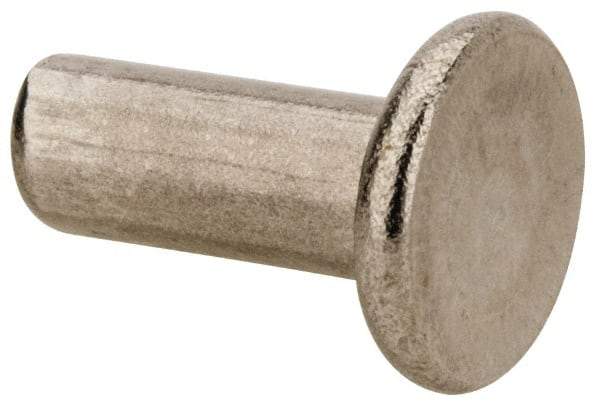 RivetKing - 1/4" Body Diam, Flat Uncoated Stainless Steel Solid Rivet - 5/8" Length Under Head, Grade 18-8 - All Tool & Supply