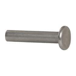 RivetKing - 1/4" Body Diam, Flat Uncoated Stainless Steel Solid Rivet - 1-1/4" Length Under Head, Grade 18-8 - All Tool & Supply