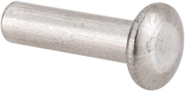 RivetKing - 1/8" Body Diam, Universal Uncoated Aluminum Solid Rivet - 1/2" Length Under Head, Grade 1100F - All Tool & Supply