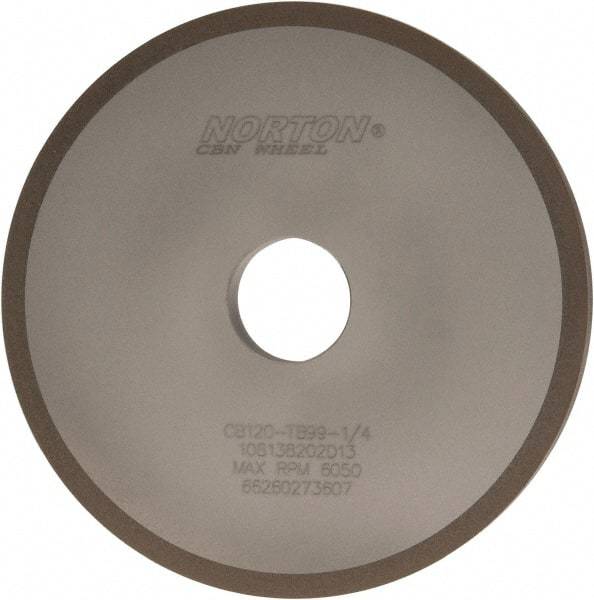 Norton - 6" Diam x 1-1/4" Hole x 1/2" Thick, 120 Grit Surface Grinding Wheel - CBN, Type 1A1, Fine Grade, Resinoid Bond - All Tool & Supply