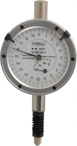 Fowler - 1/8" Range, 0-20-0 Dial Reading, 0.0005" Graduation Dial Drop Indicator - Revolution Counter - All Tool & Supply