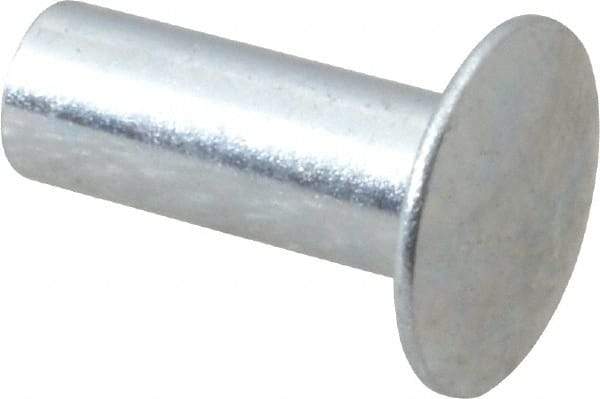 RivetKing - 0.134 to 0.141" Hole Diam, Round Head, Zinc Plated Steel, Semi Tubular Rivet - 3/8 Head Diam, 1/2" Length Under Head, 3/16 Body Diam - All Tool & Supply