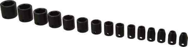 Proto - 15 Piece 3/8" Drive Impact Socket Set - 6 Points, 1/4" to 1" Range, Inch Measurement Standard - All Tool & Supply