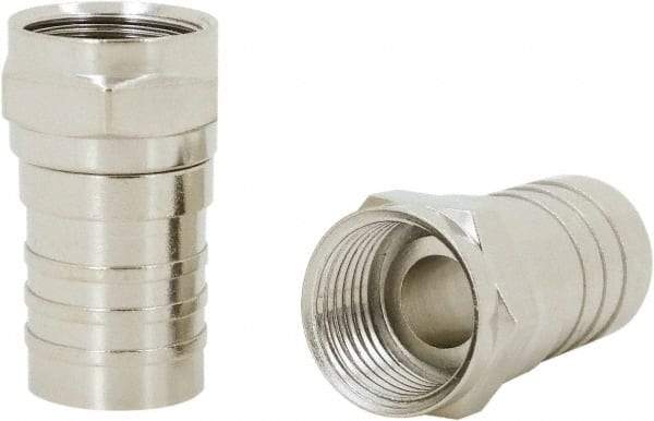 Ideal - Straight, F Type Twist On Coaxial Connector - Compatible with RG59, Brass Contact, Brass Body - All Tool & Supply