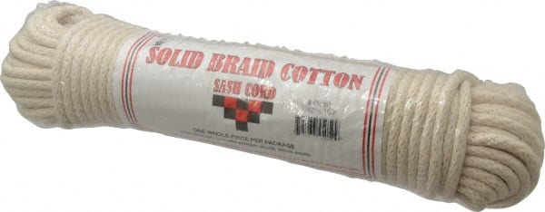 Made in USA - 100' Max Length Cotton Solid Braided Cotton Cord with Reinforced Core - All Tool & Supply