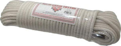 Made in USA - 100' Max Length Cotton Solid Braided Cotton Cord with Reinforced Core - 3/8" Diam, 925 Lb Capacity - All Tool & Supply