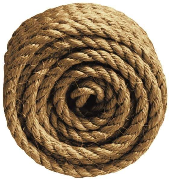 Value Collection - 100' Max Length Sisal Twisted Rope - 1/4" Diam, 48 Lb Capacity - All Tool & Supply