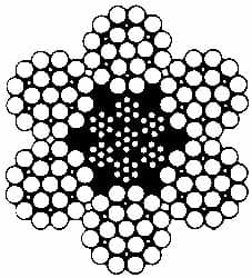 3/8 Inch Diameter Hoisting Wire Rope 13,120 Lbs. Breaking Strength, 6 x 19 IWRC