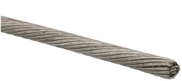 Value Collection - 1/8" Diam, Aircraft Cable Wire - 2,100 Lb Breaking Strength, 1 x 19 Single Strand - All Tool & Supply