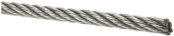 Lift-All - 1/4" Diam, Aircraft Cable Wire - 6,100 Lb Breaking Strength, 7 x 7 Strand Core - All Tool & Supply