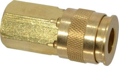 Value Collection - 1/4 Female NPT Universal Pneumatic Hose Coupler - Brass, 1/4" Body Diam - All Tool & Supply