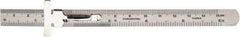 SPI - 6" Long, 1/64" Decimal Equivalency Table and 1mm Graduation, Flexible Stainless Steel Rule - English/Metric Graduation Style, 1/2" Wide, Silver, Polished Finish - All Tool & Supply