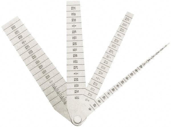 SPI - 1/16 to 1-1/16 Inch Measurement, 4 Leaf Taper Gage - 5-1/4 Inch Long x 1 Inch Wide, 1/64 Inch Graduation - All Tool & Supply