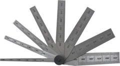 SPI - 0.1 to 0.5 Inch Measurement, 8 Leaf Taper Gage - 2-1/2 Inch Long, Tempered Steel, 0.001 Inch Graduation - All Tool & Supply