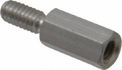 Electro Hardware - #8-32, 7/8" OAL, 1/4" Across Flats, Aluminum Hex Male/Female Circuit Board Standoffs - 7/16" Thread Depth, 1/2" Body Length, Bright Finish - All Tool & Supply