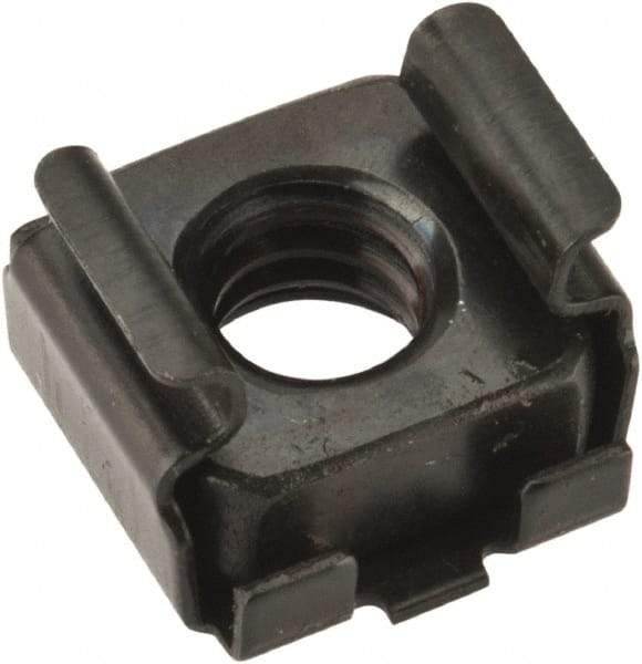 Value Collection - 1/4-20 Screw, 0.064 to 0.105" Thick, Spring Steel Cage Nut - 3/8" Center Edge, Black Phosphate Finish - All Tool & Supply