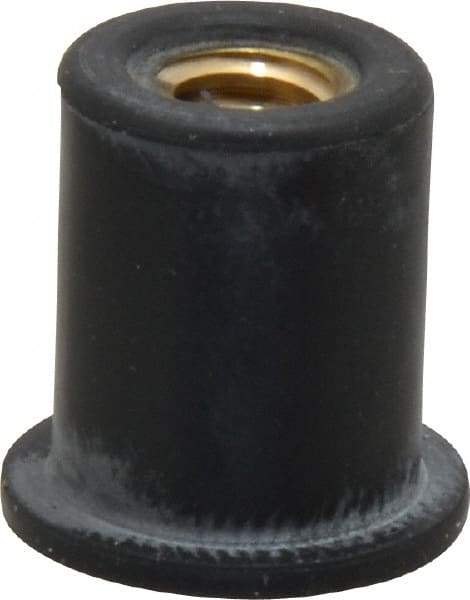 Au-Ve-Co Products - 1/4-20, 5/8" Diam x 0.051" Thick Flange, Rubber Insulated Rivet Nut - UNC Thread, Neoprene, 19/32" Long x 1/2" Body Diam, 0.641" OAL - All Tool & Supply