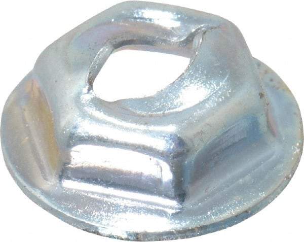 Value Collection - 1/8" Hole Diam, 7/16" OD, 5/16" Width Across Flats Washer Lock Nut - Zinc-Plated Spring Steel, For Use with Non Threaded Fasteners - All Tool & Supply