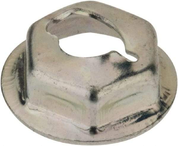 Au-Ve-Co Products - 3/16" Hole Diam, 1/2" OD, 3/8" Width Across Flats Washer Lock Nut - Zinc-Plated Spring Steel, For Use with Non Threaded Fasteners - All Tool & Supply