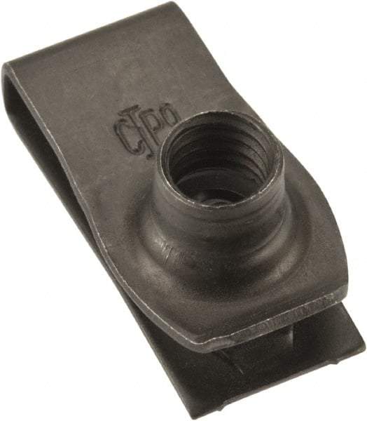 Value Collection - M8x1.25 Screw, 0.8 to 4.5mm Thick, Spring Steel Extruded Tapped Hole U Nut - 13/16" Center Edge, Black Phosphate Finish - All Tool & Supply