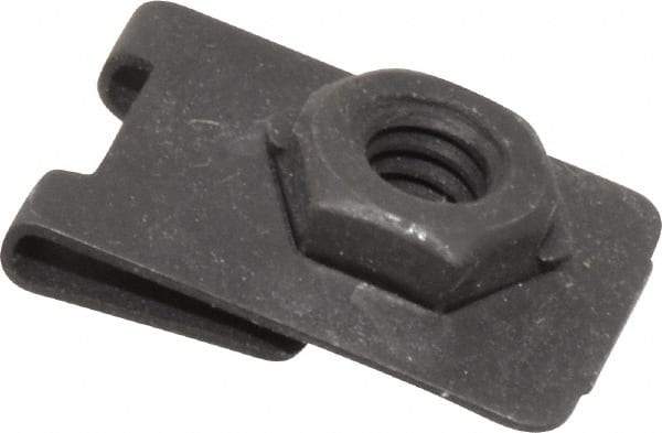 Value Collection - 1/4-20 Screw, 0.032 to 0.093" Thick, Spring Steel J Nut Retainer - 1/2" Center Edge, Black Phosphate Finish - All Tool & Supply