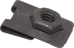 Value Collection - 1/4-20 Screw, 0.032 to 0.093" Thick, Spring Steel J Nut Retainer - 1/2" Center Edge, Black Phosphate Finish - All Tool & Supply