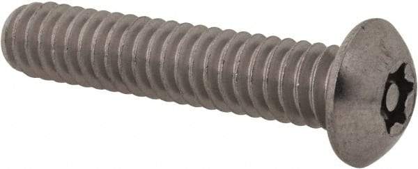 Made in USA - 1/4-20 UNC, 1-1/4" Length Under Head Torx Drive Machine Screw - Button Head, Grade 18-8 Stainless Steel, Uncoated, Without Washer - All Tool & Supply