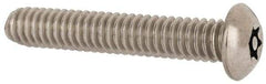 Made in USA - 1/4-20 UNC, 1-1/2" Length Under Head Torx Drive Machine Screw - Button Head, Grade 18-8 Stainless Steel, Uncoated, Without Washer - All Tool & Supply