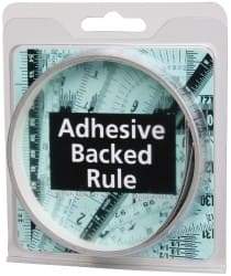 Made in USA - 9 Ft. Long x 1/2 Inch Wide, 1/32 Inch Graduation, Silver, Mylar Adhesive Tape Measure - Reads Left to Right, Horizontal Scale - All Tool & Supply