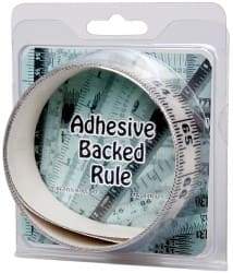 Made in USA - 6 Ft. Long x 1-1/4 Inch Wide, 1/16 Inch Graduation, Clear, Mylar Adhesive Tape Measure - Reads Left to Right, Horizontal Scale - All Tool & Supply