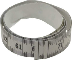 Made in USA - 6 Ft. Long x 1-1/4 Inch Wide, 1/16 Inch Graduation, Clear, Mylar Adhesive Tape Measure - Reads Right to Left, Horizontal Scale - All Tool & Supply