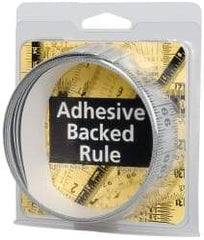 Made in USA - 9 Ft. Long x 1-1/4 Inch Wide, 1/16 Inch Graduation, Silver, Mylar Adhesive Tape Measure - Reads Right to Left, Horizontal Scale - All Tool & Supply